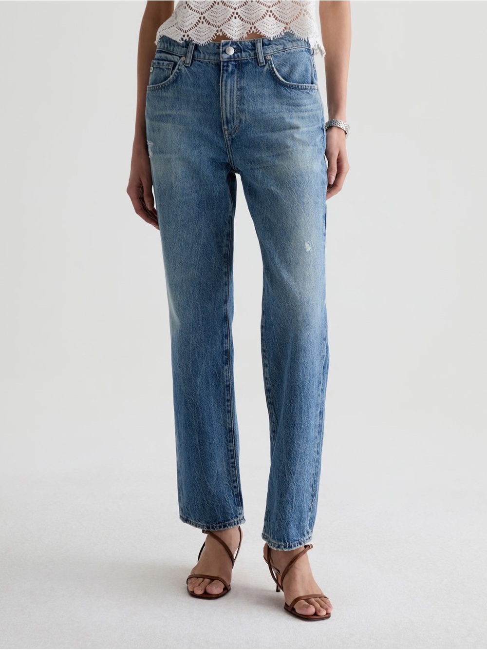 AG Adriano Goldschmied The Brinley Straight-Leg Jeans in Medium Blue Wash - 29